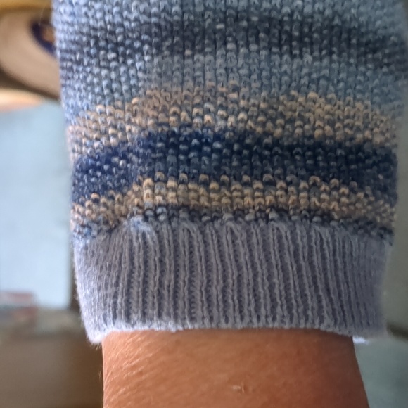 CHAPS* vintage blue/gray sweater striped long sleeve boat neck high quality - Picture 3 of 9